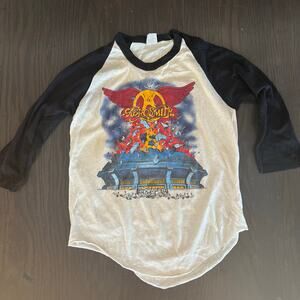 Vintage 1982 AEROSMITH ROCK IN A HARD PLACE Steven Tyler Raglan Shirt Large JL